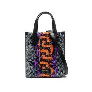 Versace snakeskin-print logo tote bag